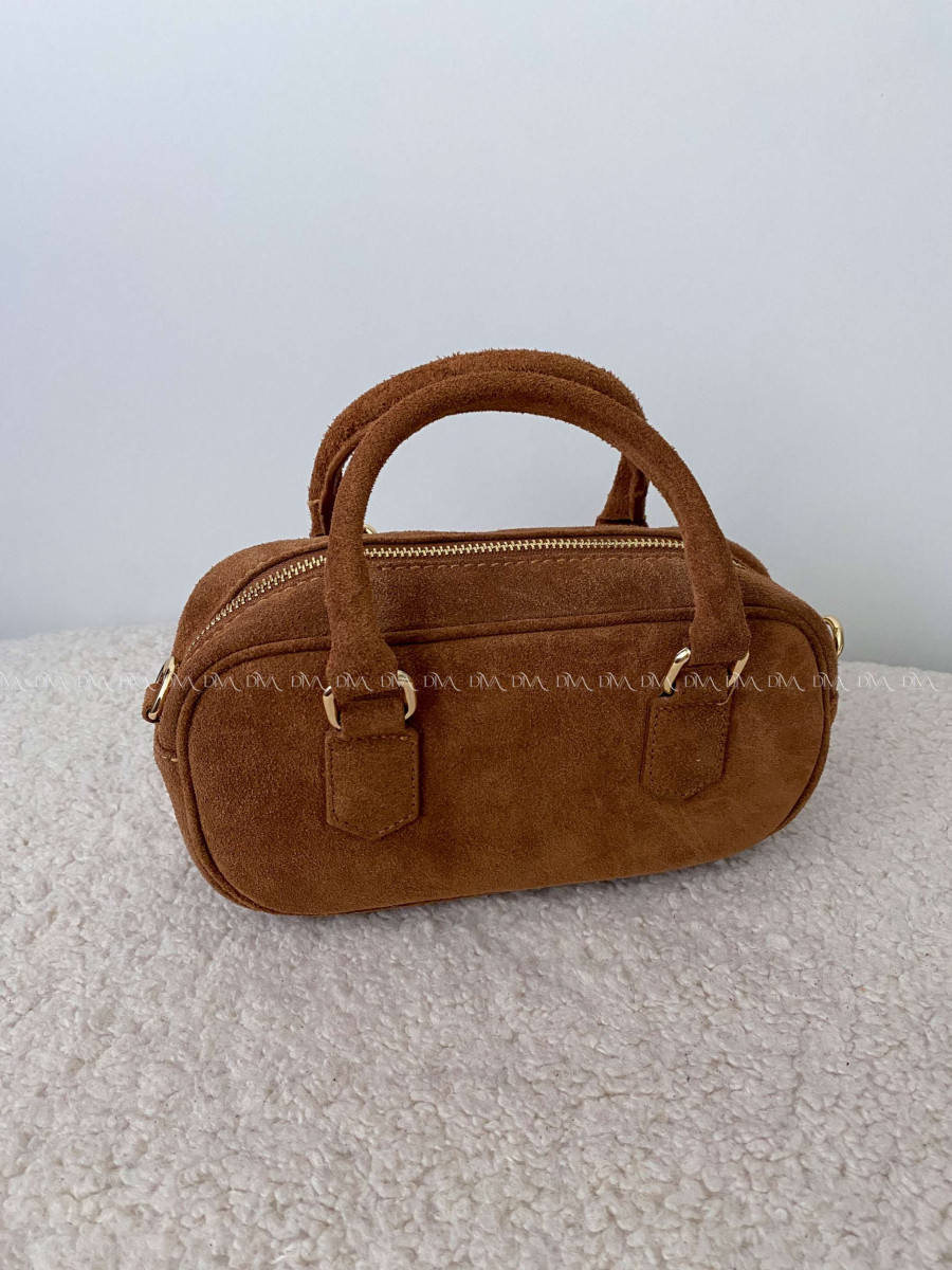 Bowlingová Kabelka z pravej brúsenej kože camel