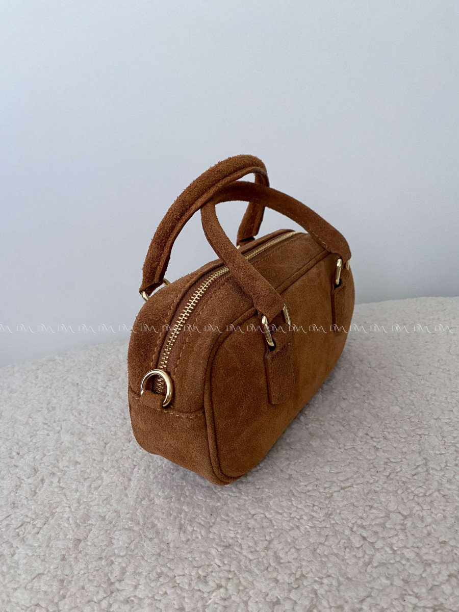 Bowlingová Kabelka z pravej brúsenej kože camel