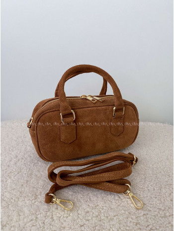 Bowlingová Kabelka z pravej brúsenej kože camel