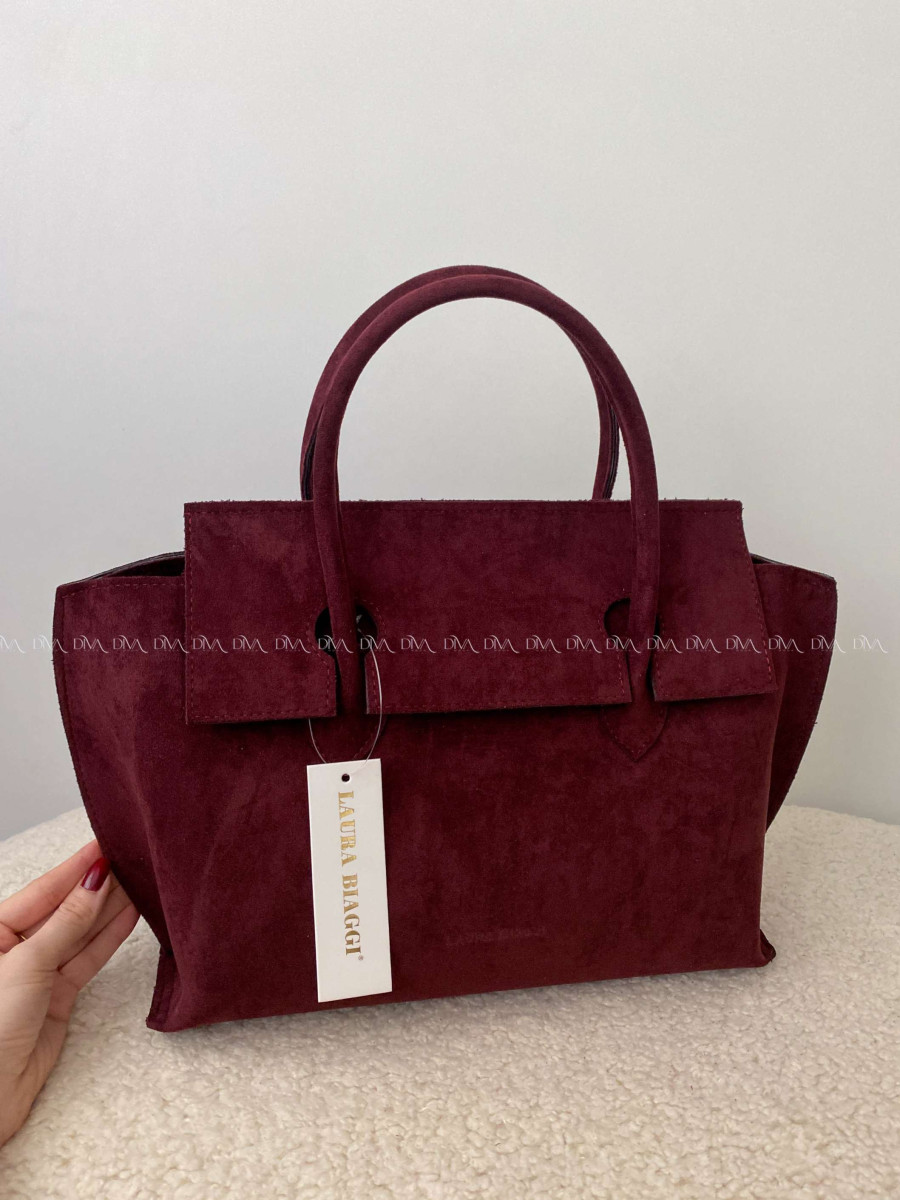 Kožená kabelka Laura Biaggi burgundy