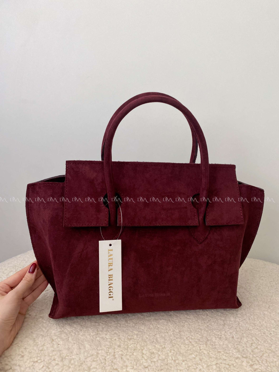 Kožená kabelka Laura Biaggi burgundy