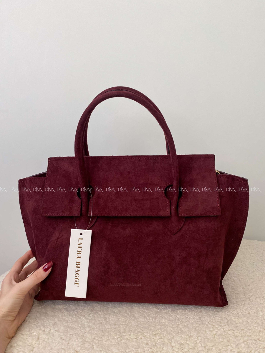 Kožená kabelka Laura Biaggi burgundy