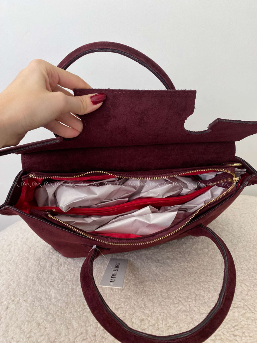 Kožená kabelka Laura Biaggi burgundy