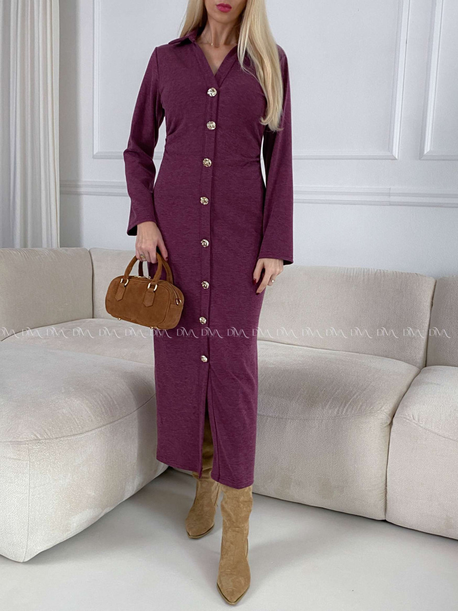 Maxi šaty s gombíkmi burgundy A 127