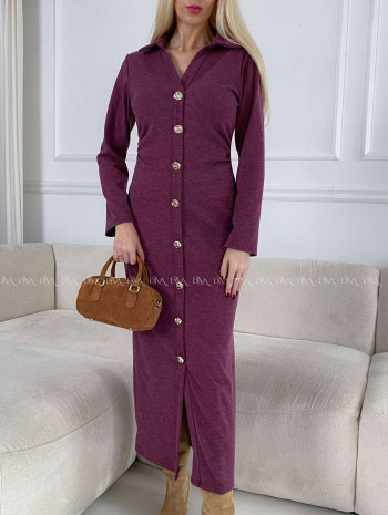 Maxi šaty s gombíkmi burgundy A 127