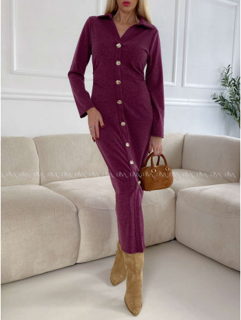 Maxi šaty s gombíkmi burgundy A 127