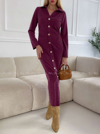 Maxi šaty s gombíkmi burgundy A 127