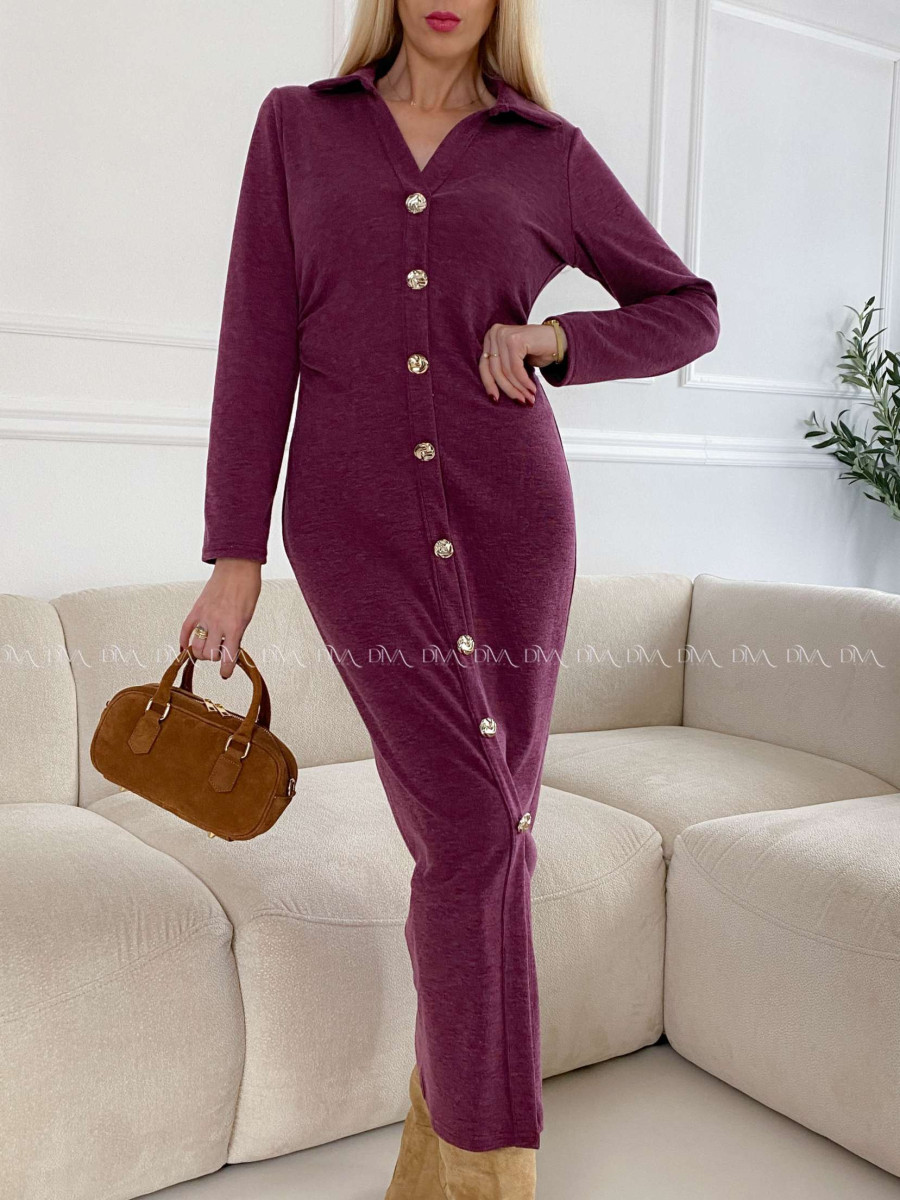 Maxi šaty s gombíkmi burgundy A 127