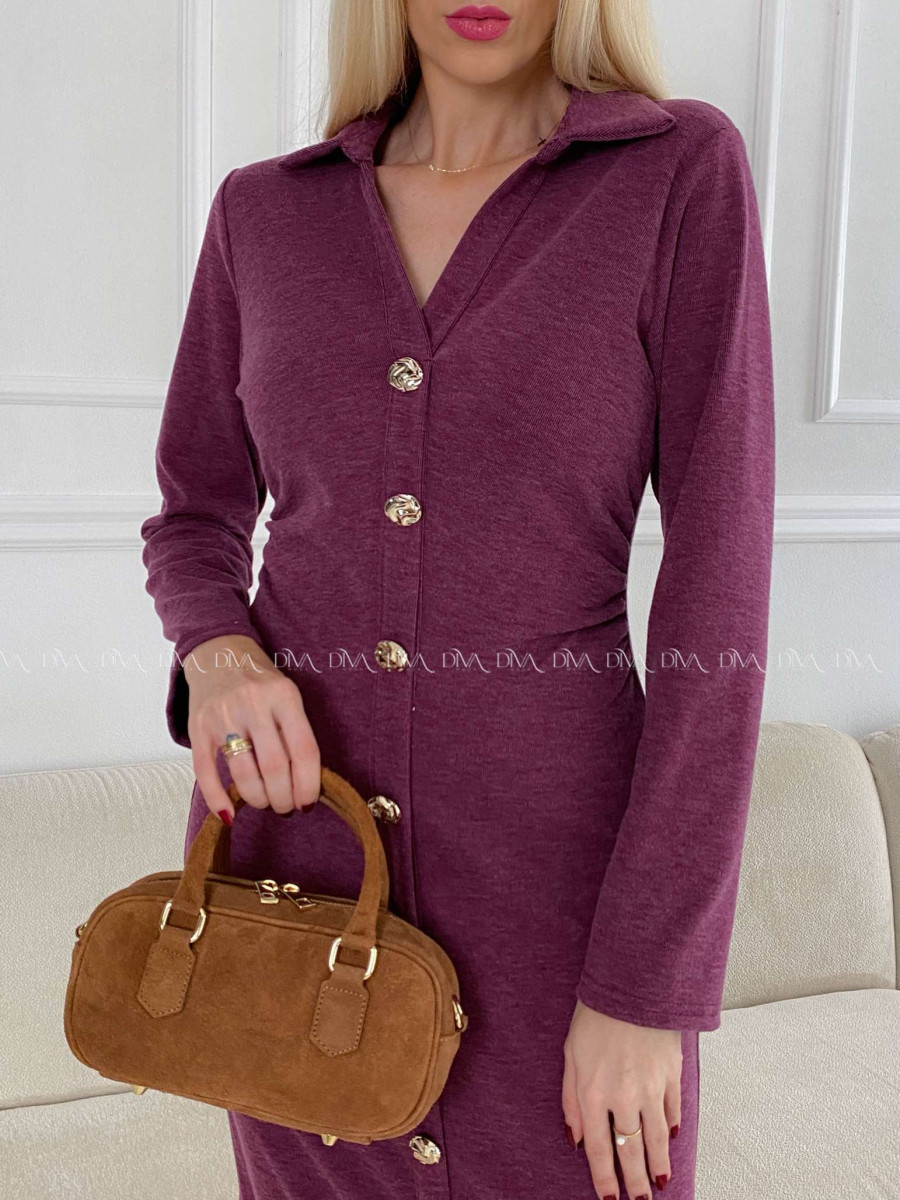 Maxi šaty s gombíkmi burgundy A 127