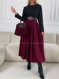 Kombinované maxi šaty s opaskom burgundy A 128