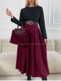 Kombinované maxi šaty s opaskom burgundy A 128