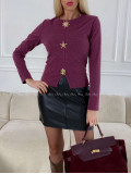 Top s ozdobnými brošňami burgundy A 126 Top s ozdobnými brošňami burgundy A 126