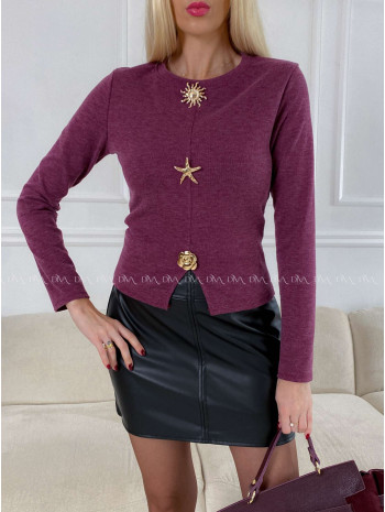Top s ozdobnými brošňami burgundy A 126