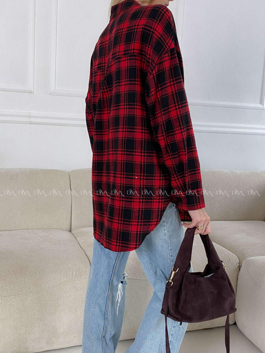 Flanelová karovana košeľa červená V 192