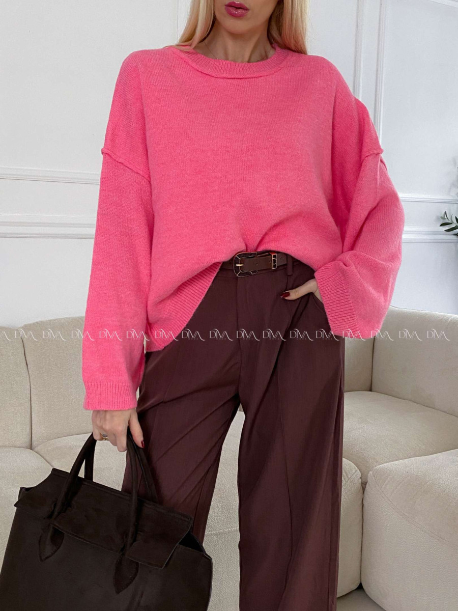 Oversize sveter ružový M 14