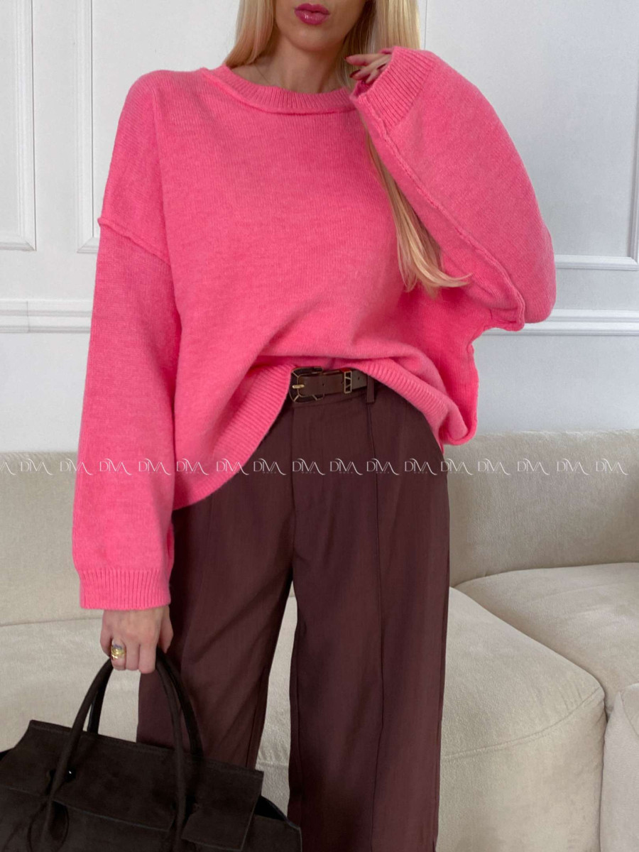 Oversize sveter ružový M 14