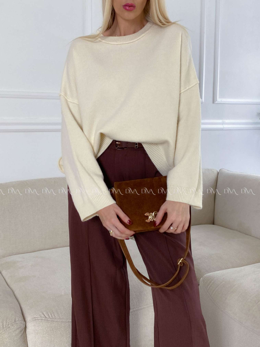 Oversize sveter ecru M 14