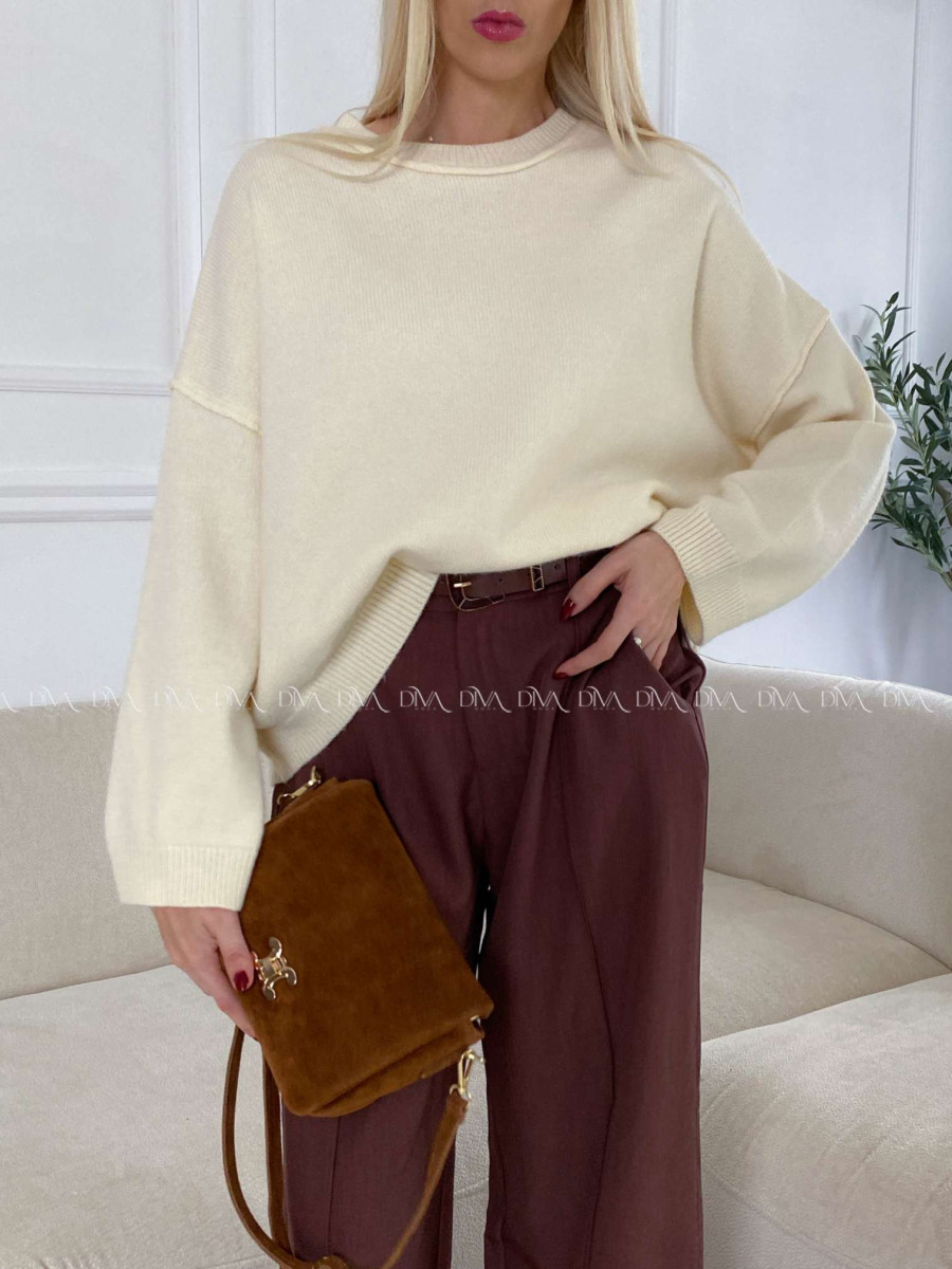 Oversize sveter ecru M 14