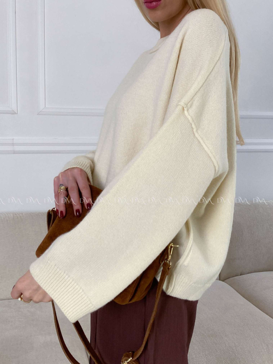 Oversize sveter ecru M 14