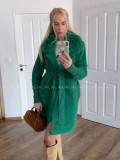 Alpaka kabát s kožušinou a opaskom trávovo zelený S 68
