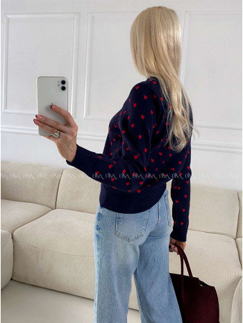 Sveter so srdiečkami navy blue A 142