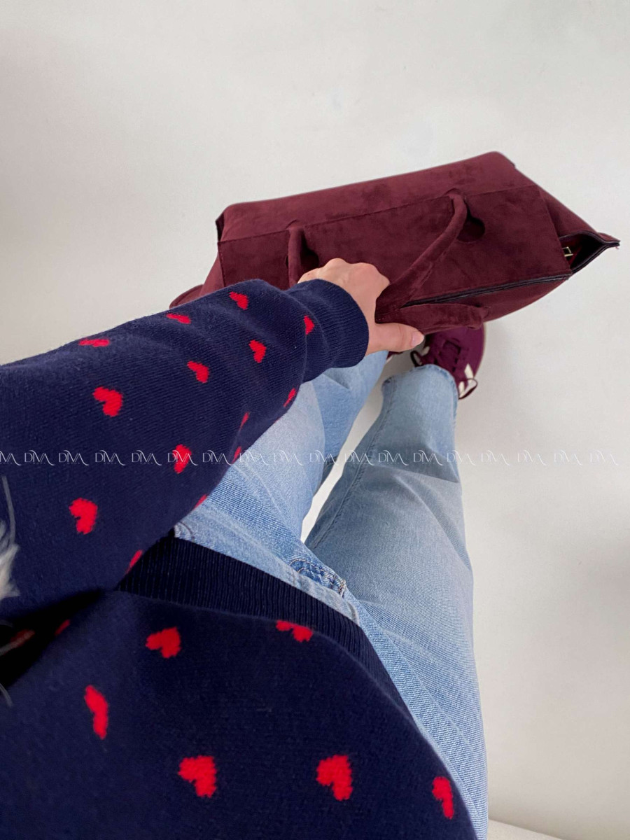 Sveter so srdiečkami navy blue A 142