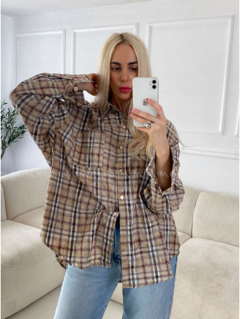 Karovana košeľa s kamienkami latté hnedá A 149