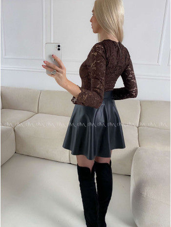 Krajkovaný top s podšívkou čokoládový A 156