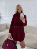 Pletený predĺžený rolák/ šaty burgundy V 2000
