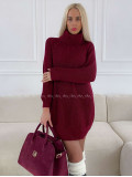 Pletený predĺžený rolák/ šaty burgundy V 2000