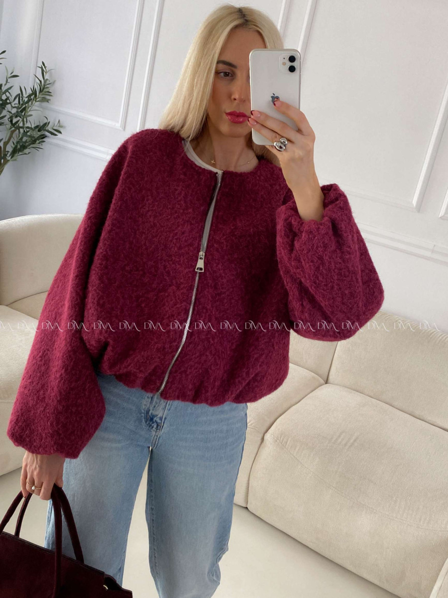 Bombera v puf strihu burgundy A 136