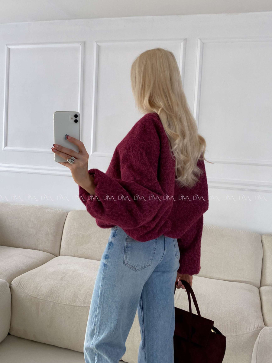 Bombera v puf strihu burgundy A 136