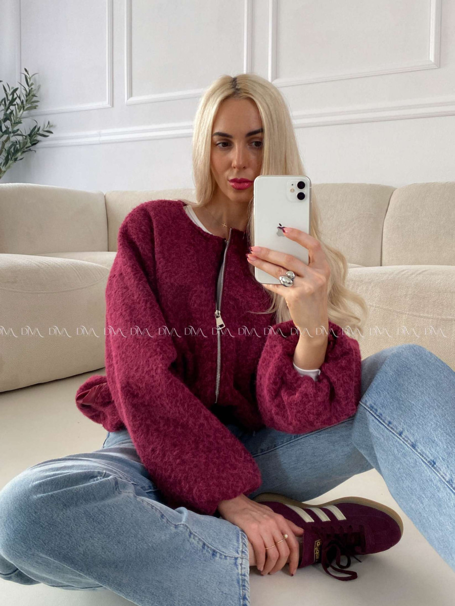 Bombera v puf strihu burgundy A 136