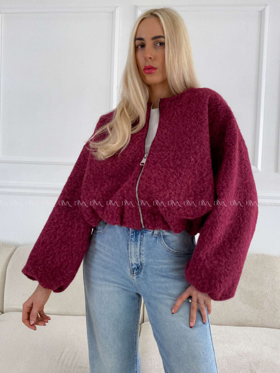 Bombera v puf strihu burgundy A 136