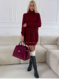 Pletený predĺžený rolák/ šaty burgundy V 2000