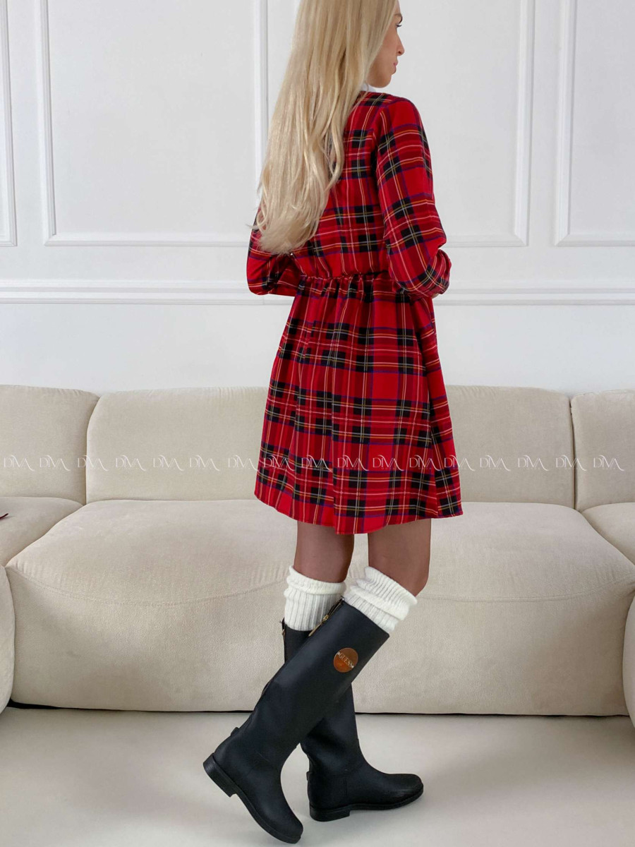 Karované šaty s krajkou A 284