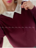 Sveter so zdobeným golierom burgundy  A 147