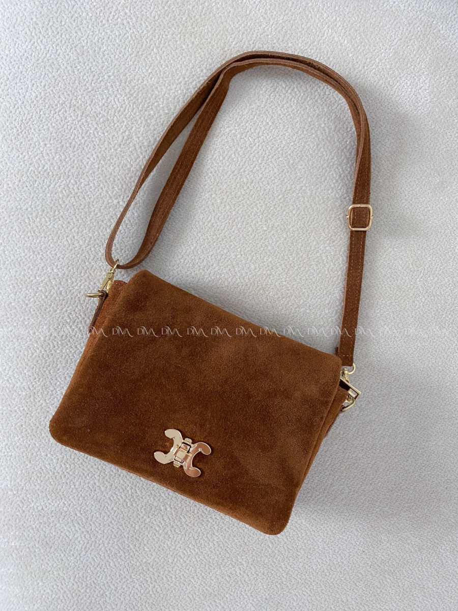 Kabelka z pravej brúsenej kože CC camel