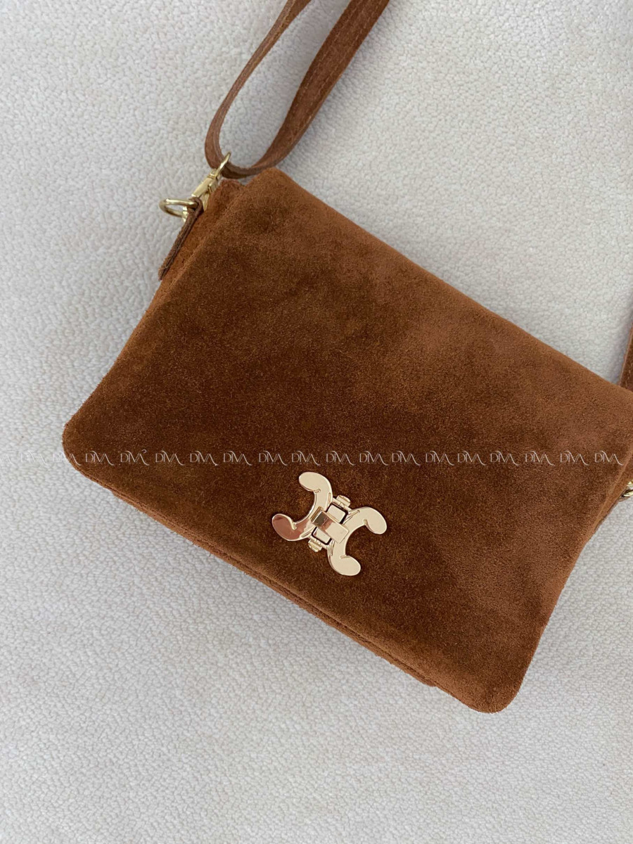 Kabelka z pravej brúsenej kože CC camel