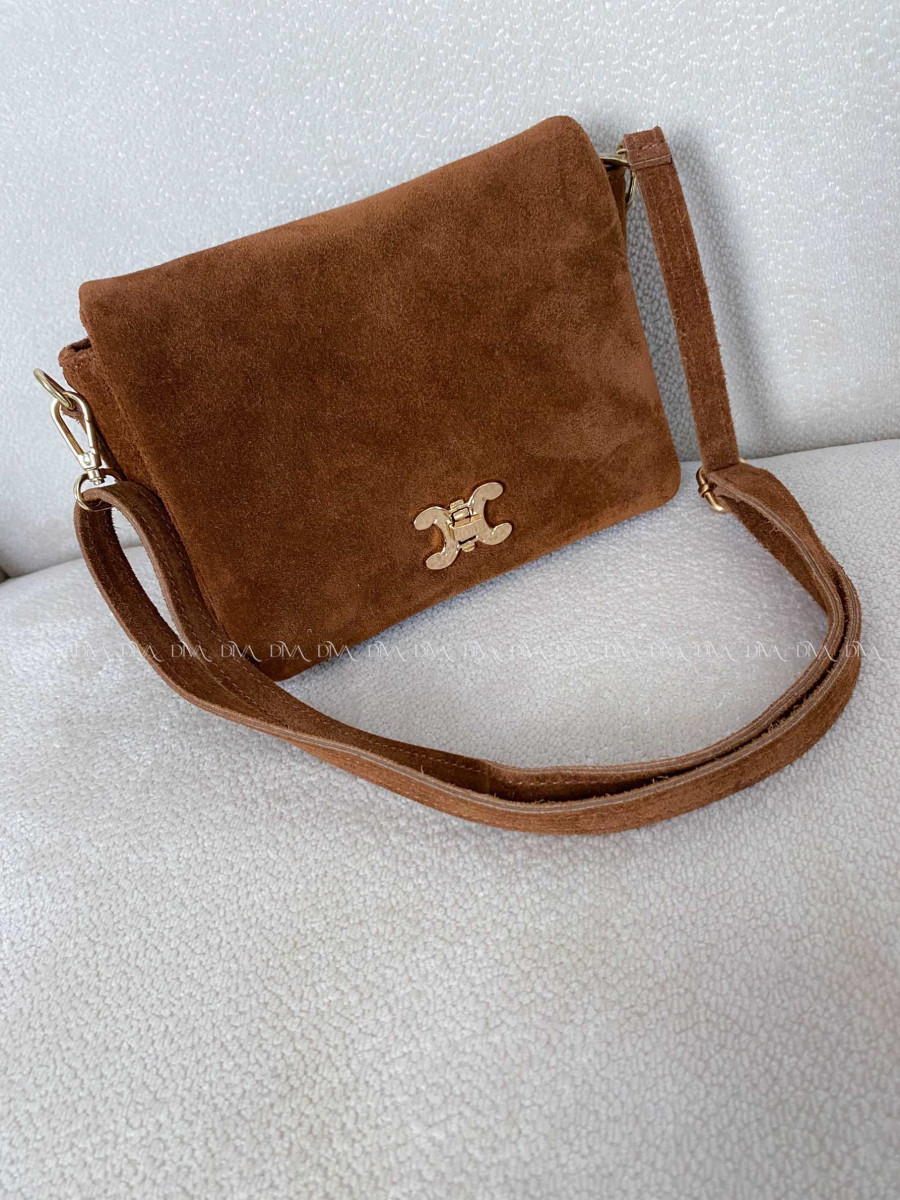 Kabelka z pravej brúsenej kože CC camel