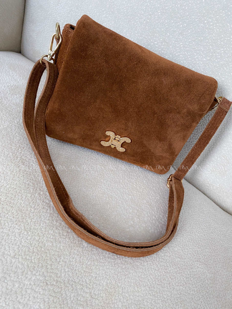 Kabelka z pravej brúsenej kože CC camel