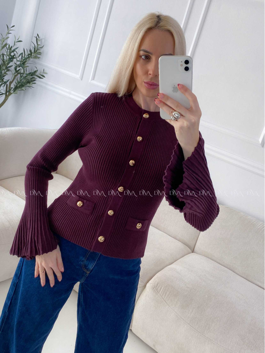 Svetrík so zvonovými rukávmi burgundy A 156