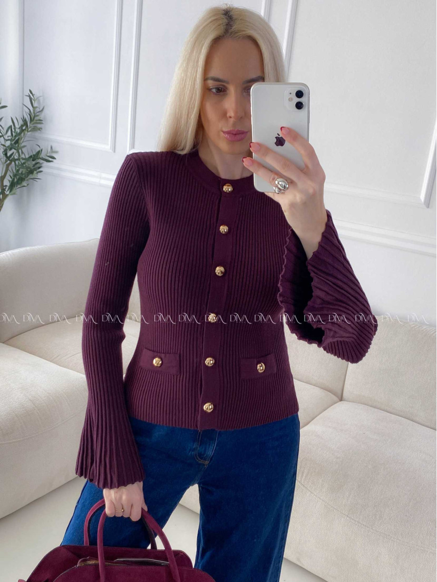 Svetrík so zvonovými rukávmi burgundy A 156