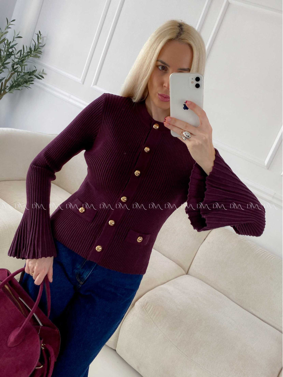 Svetrík so zvonovými rukávmi burgundy A 156