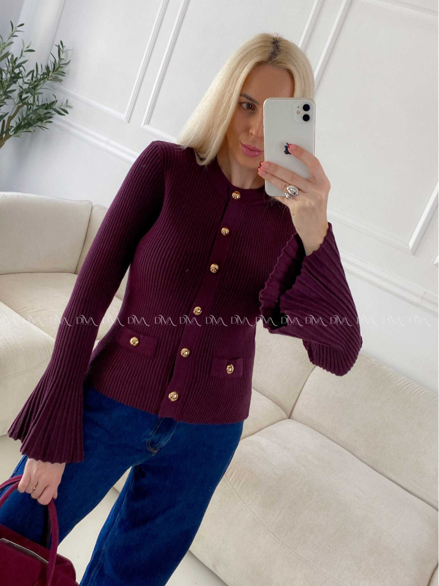 Svetrík so zvonovými rukávmi burgundy A 156