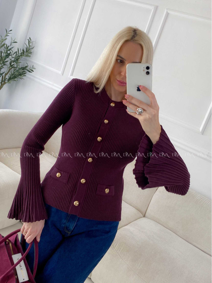 Svetrík so zvonovými rukávmi burgundy A 156