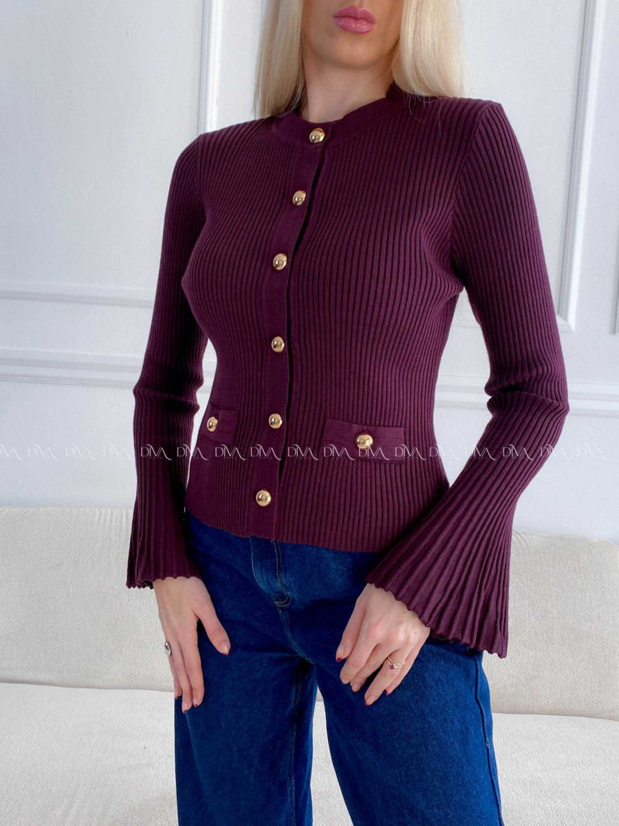 Svetrík so zvonovými rukávmi burgundy A 156