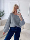 Sveter s V - dekoltom sivý A 153