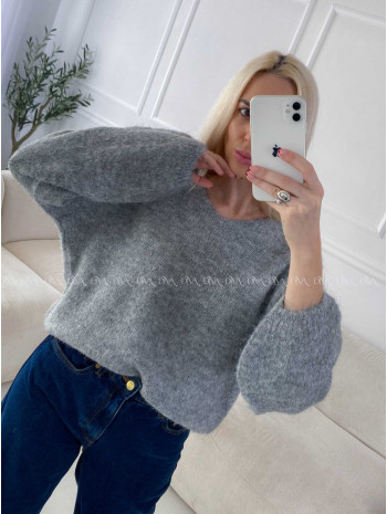 Sveter s V - dekoltom sivý A 153
