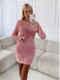 Flitrované mini šaty ružové A 160